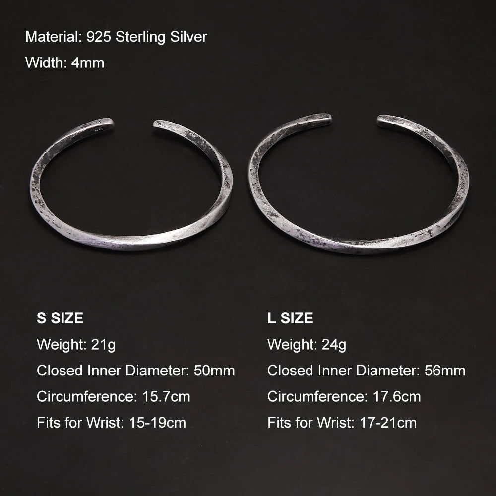 S925 Sterling Silver Möbius Cuff Bangle — Twisted Line