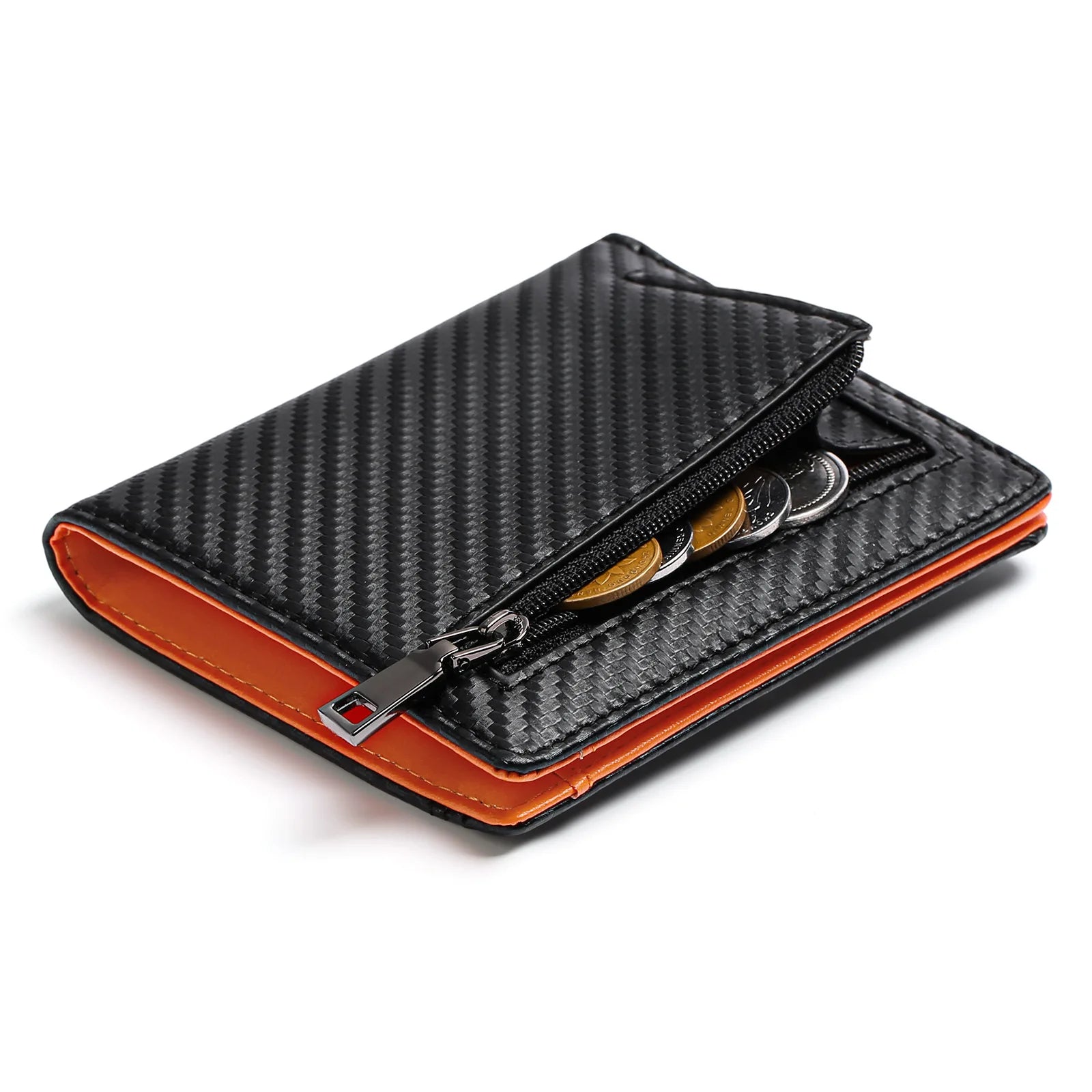 Slim Leather Bifold Wallet – RFID Blocking with Coin Pocket & Card Slots | Men's
