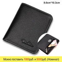 BISON DENIM Top-Layer Leather Slim Bifold Wallet