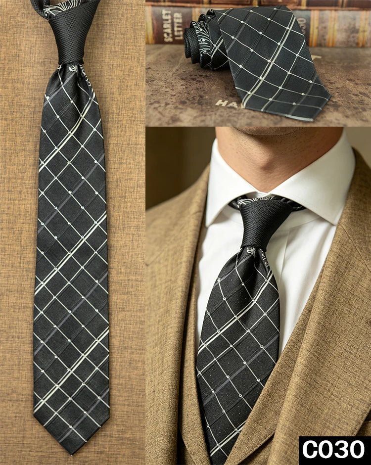 Men's Rhinestone Silk Jacquard Necktie – Paisley & Geometric | High-End