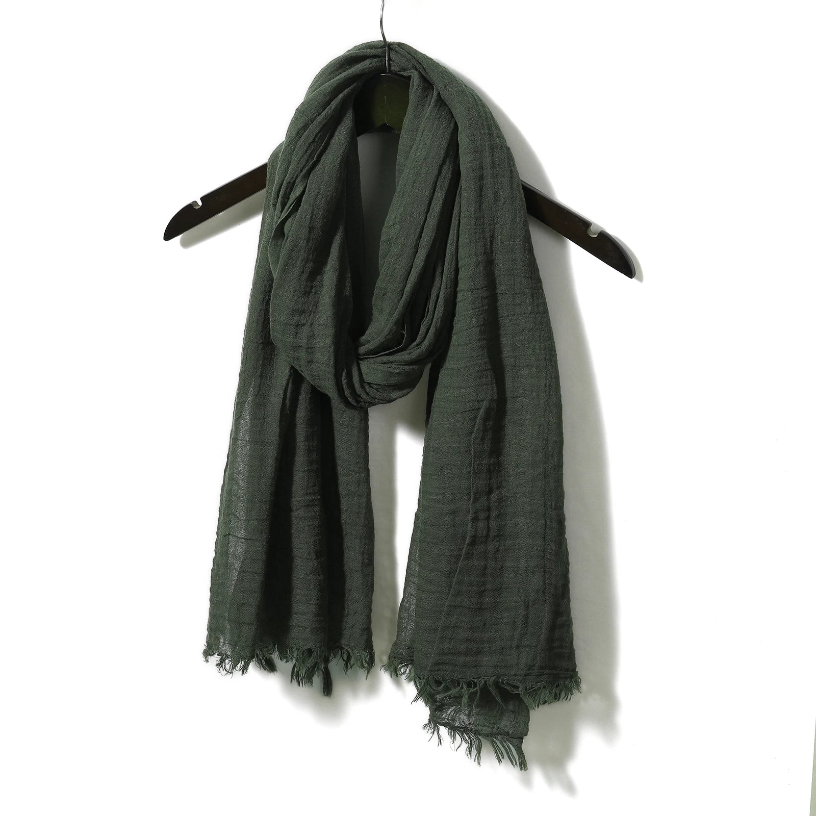 Unisex Cotton Linen Solid Scarf