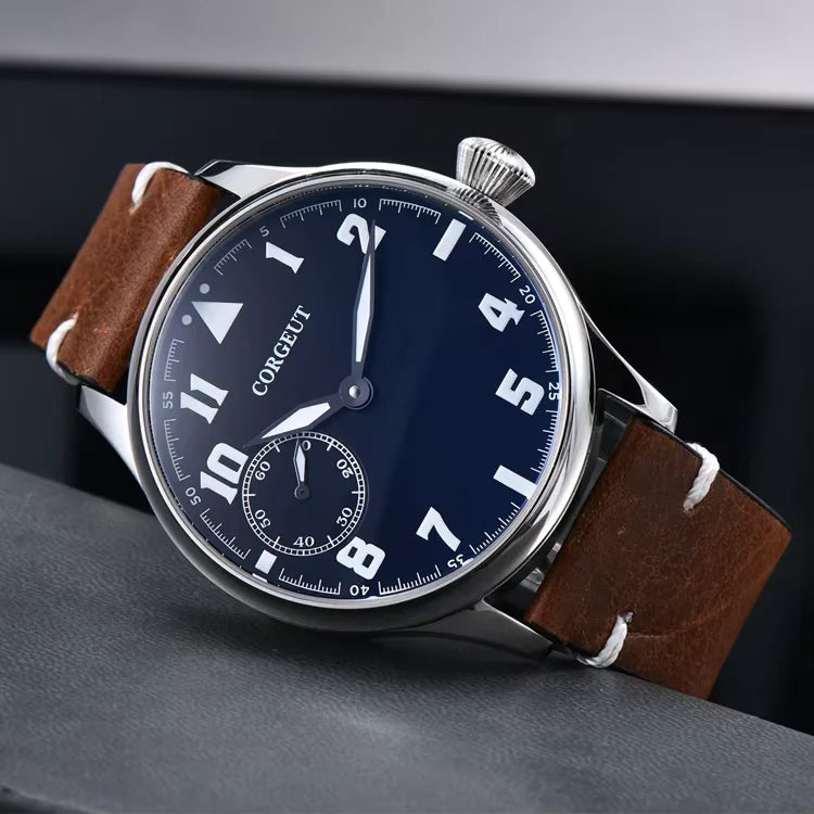 Corgeut 6023 Men's Hand-Wind Mechanical Watch | Seagull ST3600 | Leather Strap