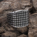 925 Sterling Silver Vintage Braided Square Statement Ring for Men Thai Silver Retro Cool Punk Fashion Jewelry Accessories