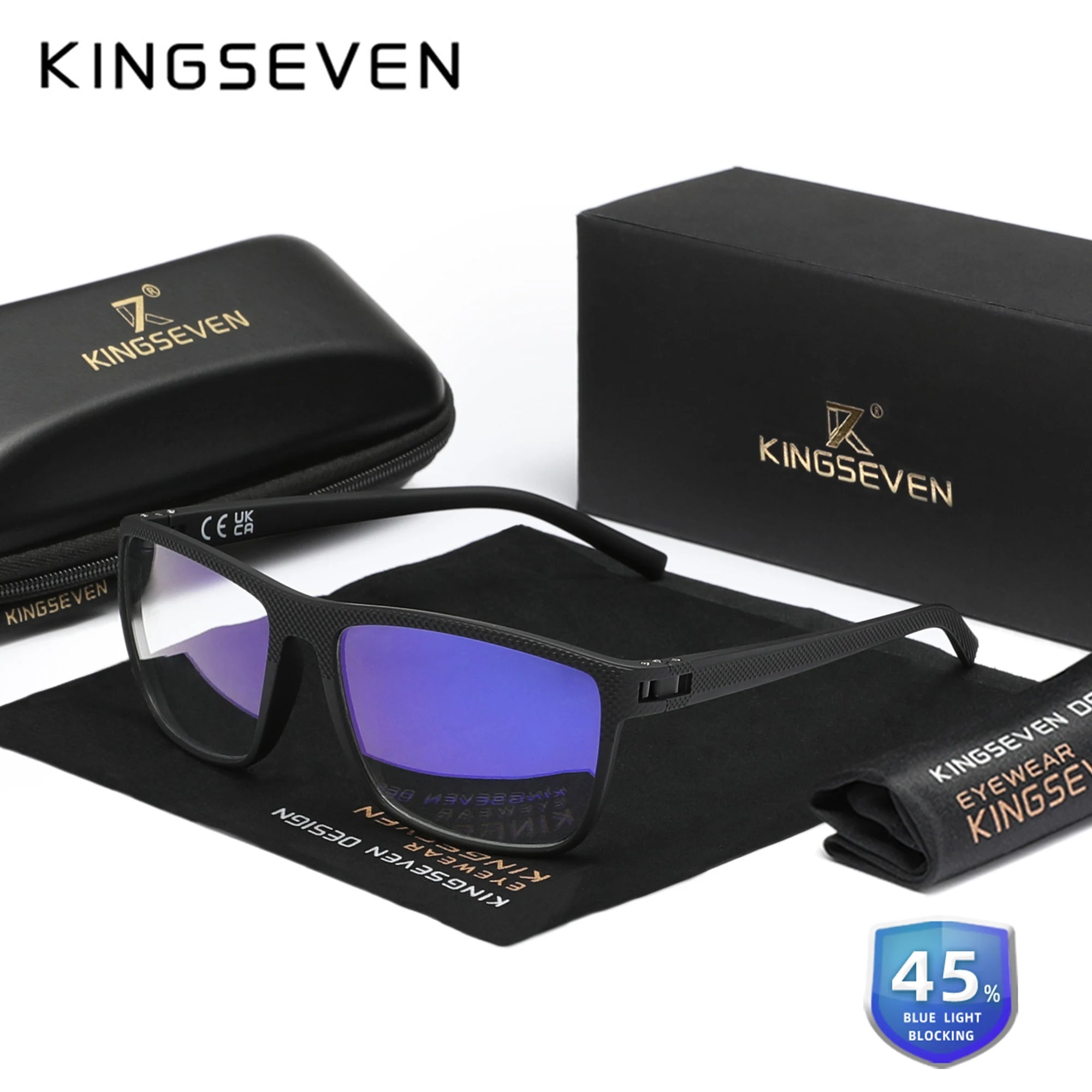 KINGSEVEN New Anti-Blue Ray Glasses Transparent Lens Eyeglasses Men Women Computer Blue Light Blocking Optical Reading Eyewear
