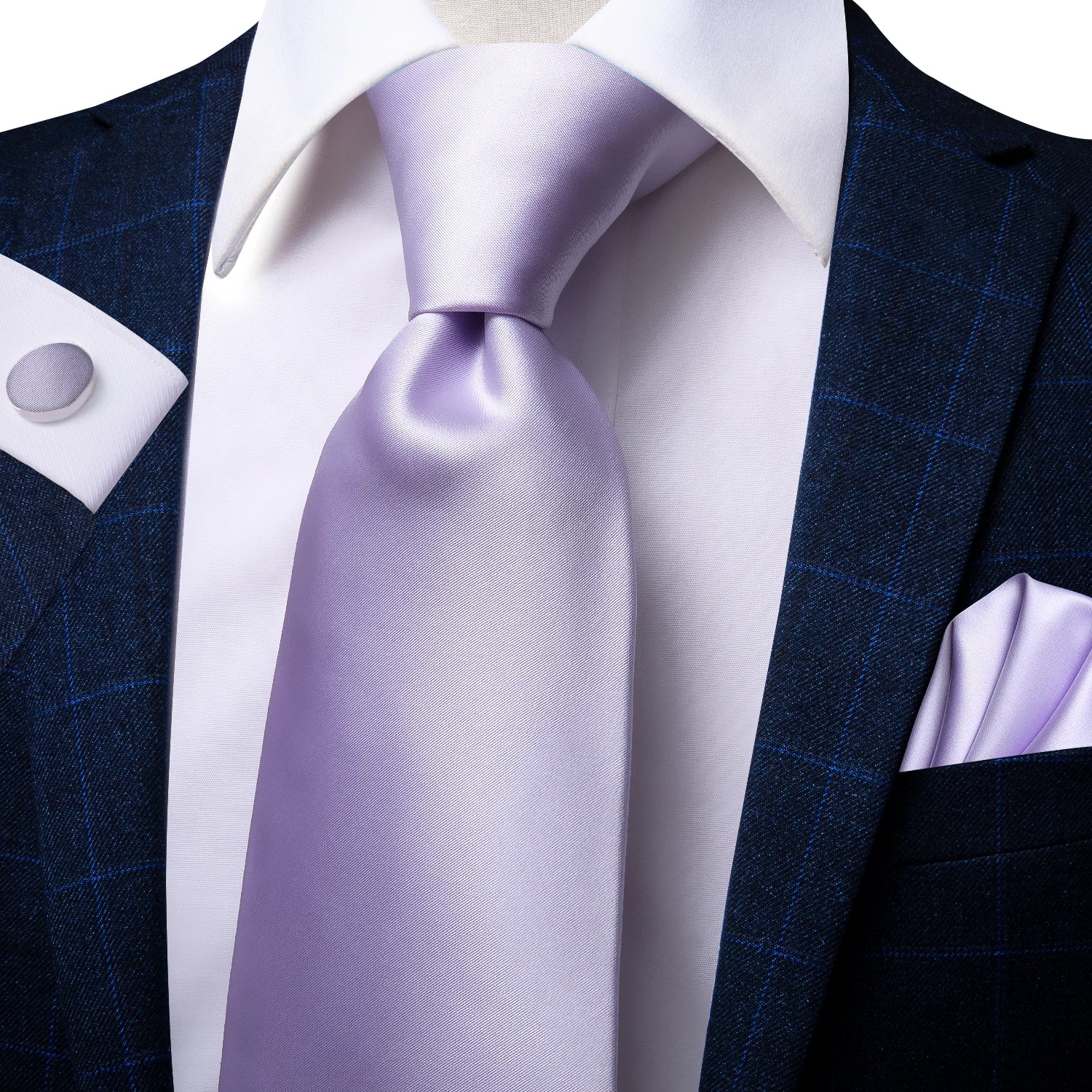 Hi-Tie Men's Necktie, Pocket Square & Cufflinks Set — Formal & Wedding