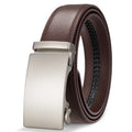 High Quality Genuine Leather Casual Belt Men, Adjustable Automatic Buckle Belts, Black/Brown Cuttable Ratchet Belt for men