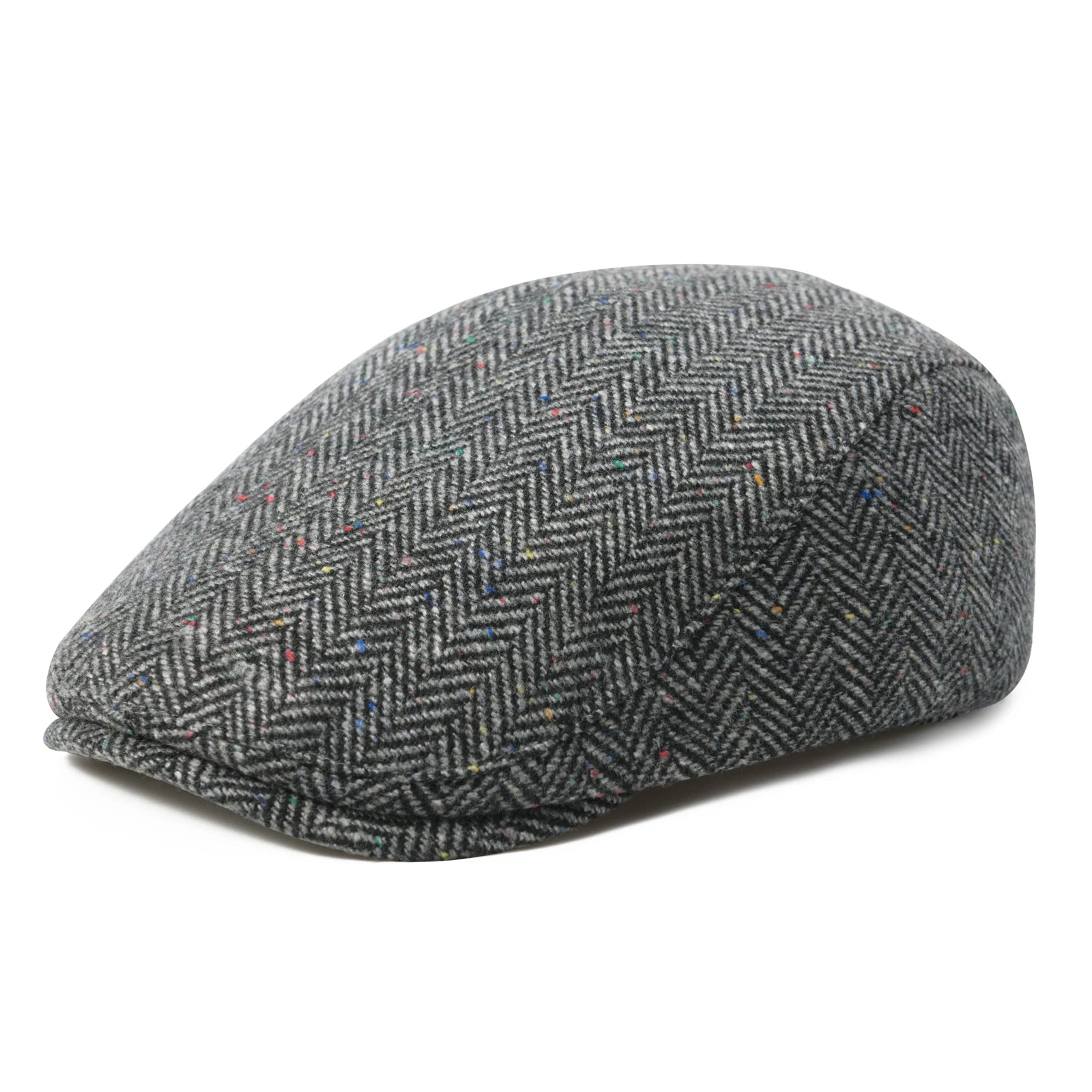 Men's Herringbone Flat Cap – Wool Blend