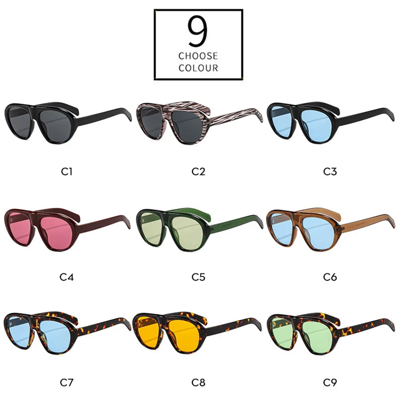 SO&EI Vintage Candy Color Pilot Men Sunglasses Fashion Women Outdoor Shades UV400 Punk Leopard Sun Glasses
