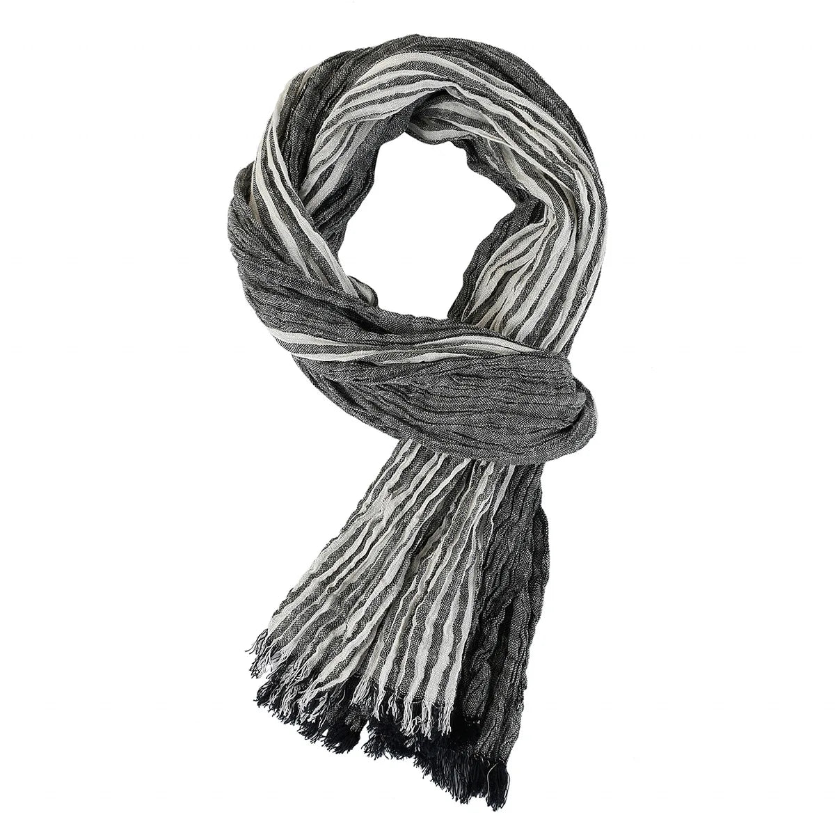 Designer Striped Cotton Linen Scarf | Men's Shawl & Wrap