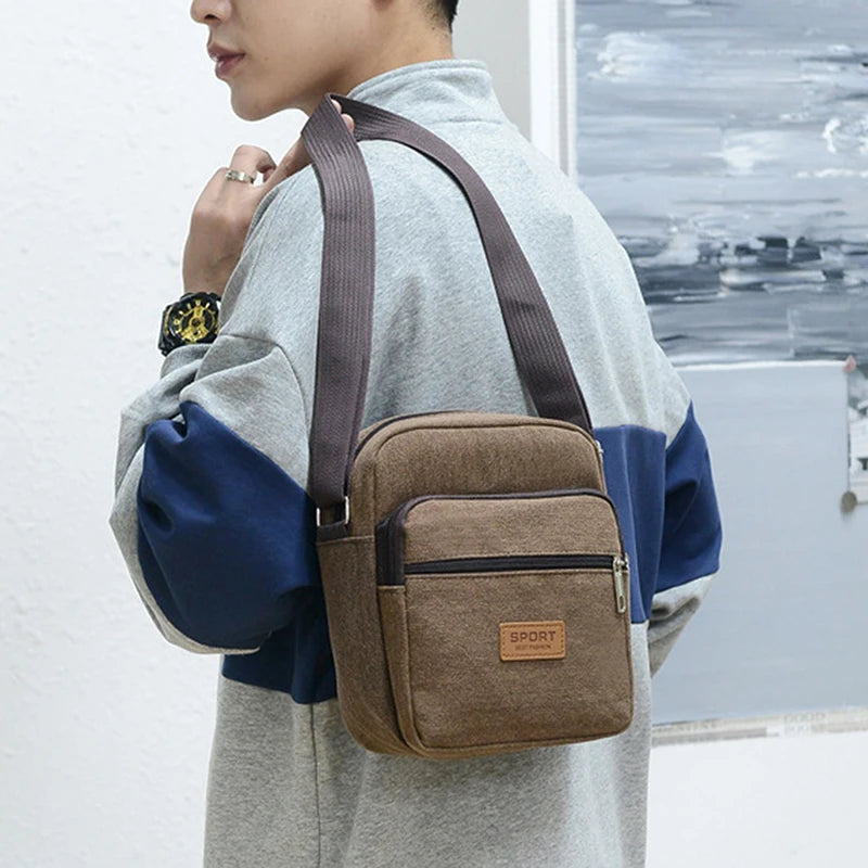 Men's Canvas Mini Crossbody Bag – Casual Shoulder & Messenger Bag