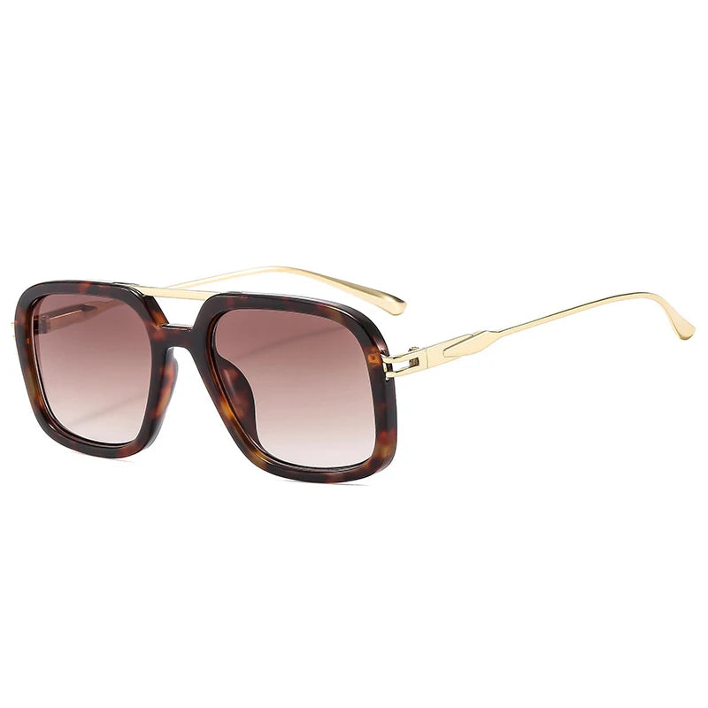 SO&EI Retro Double Bridge Square Sunglasses