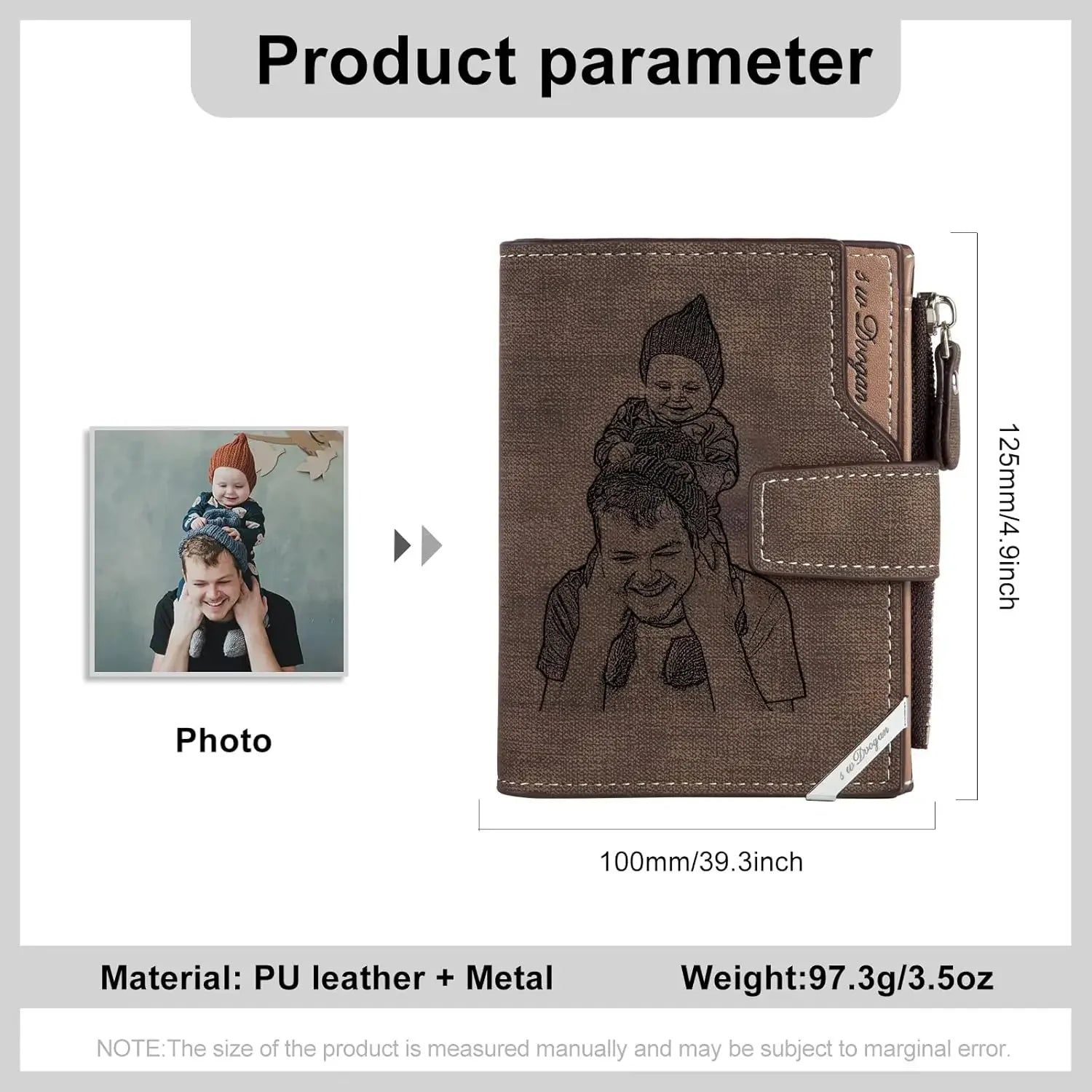 Personalised Photo Engraved Wallet for Men | Custom Gift
