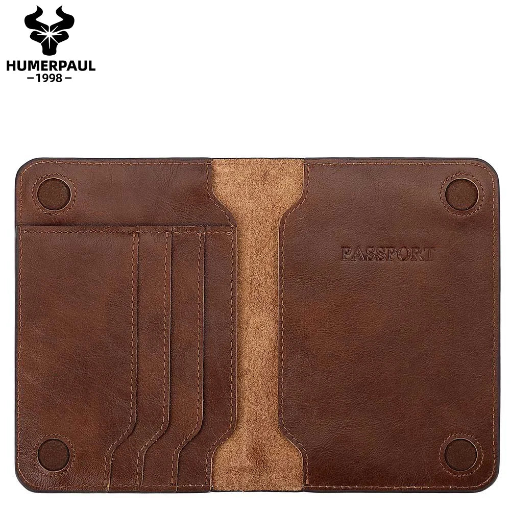Genuine Leather Passport Wallet — Travel Document Organiser with Card Slots