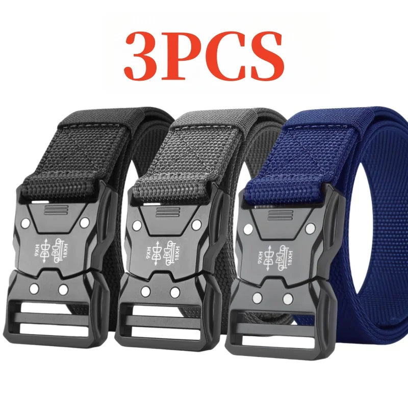 3 pairs of men's nylon belts, outdoor sports casual work pants jeans belt, suitable for daily commuting, suitable for holiday gi