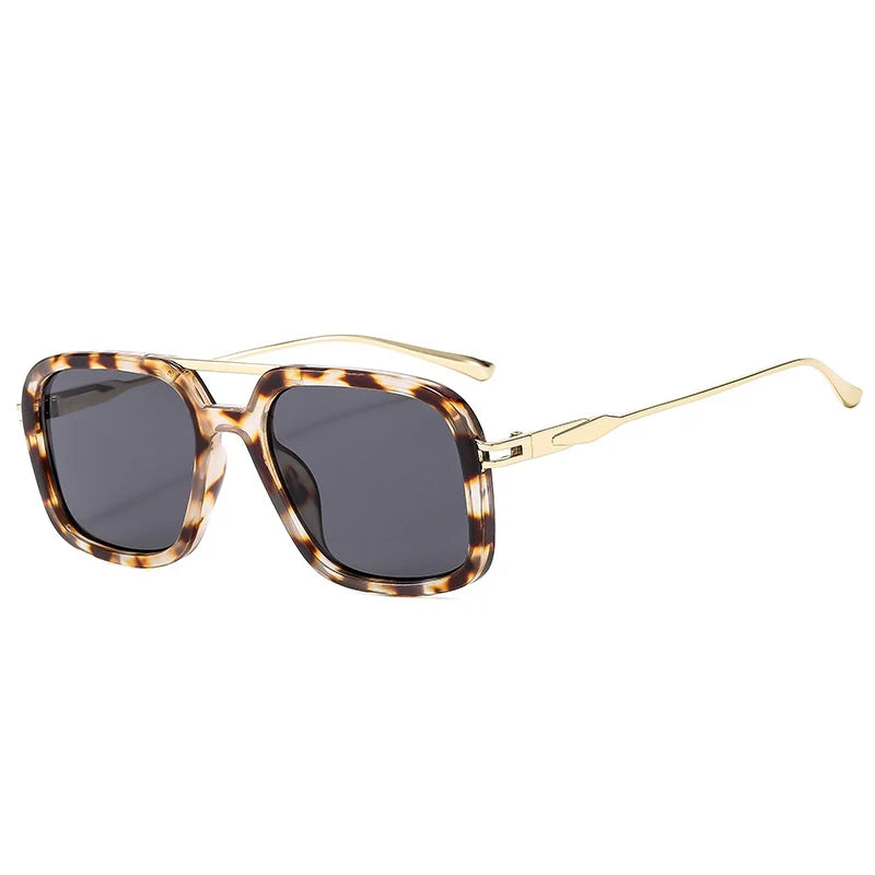 SO&EI Retro Double Bridge Square Sunglasses