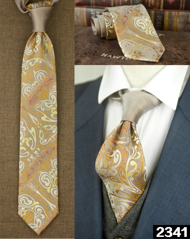 Men's 100% Silk Jacquard Necktie – Paisley, Abstract & Geometric Patterns