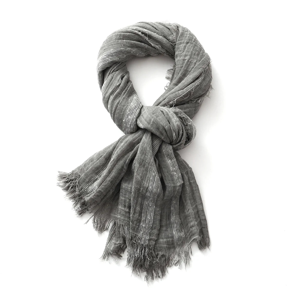 Unisex Cotton Linen Striped Scarf