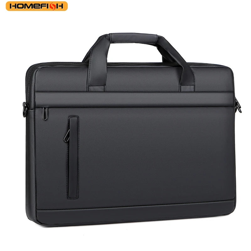 HOMEFISH 15-Inch Laptop Shoulder Bag, Waterproof Light Luxury Office Handbag, Men's Business Daily Messenger Bag