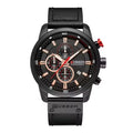 CURREN 8291 Chronograph Sport Watch | Quartz | Luminous | Leather Strap | Date