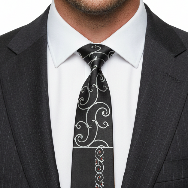 Men's Rhinestone Silk Jacquard Necktie – Paisley & Geometric | High-End
