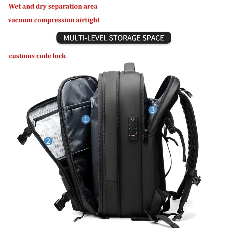 Infeylay 150219 Vacuum Compression Travel Backpack – 36–55L, 17" Laptop, Expandable