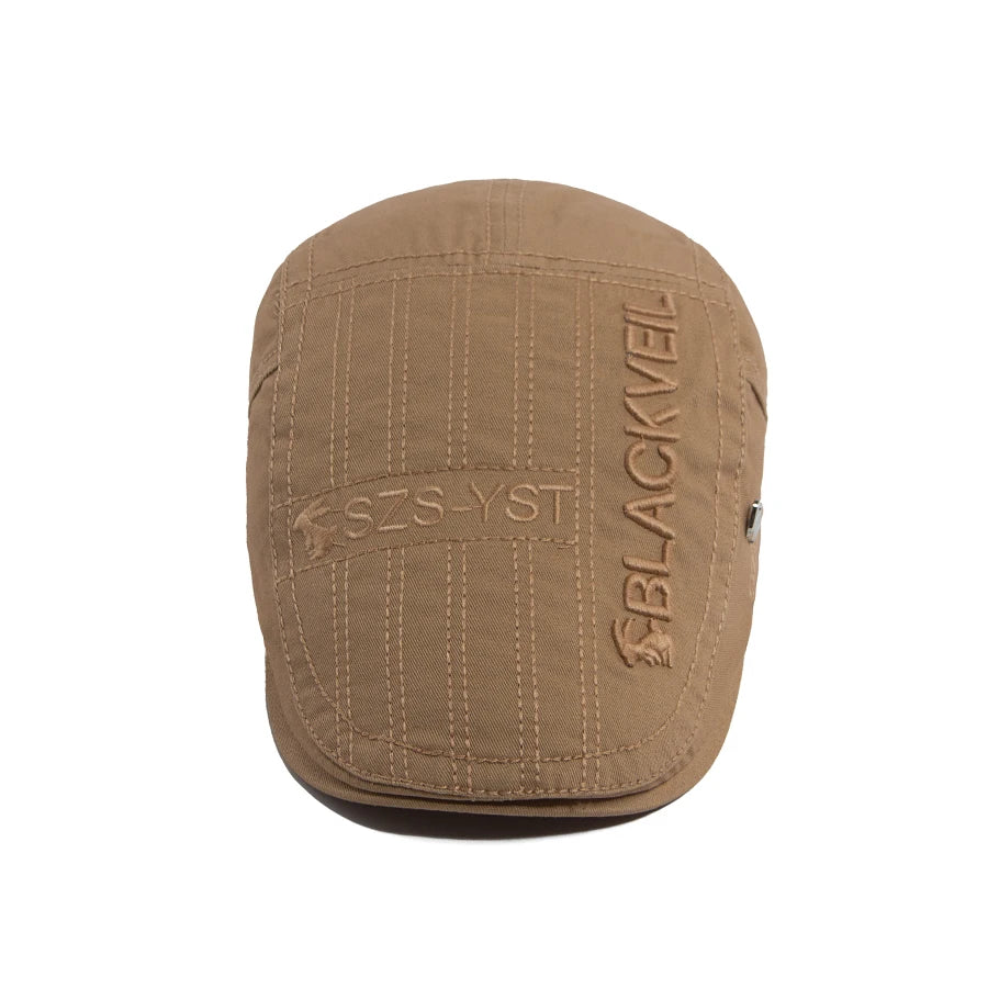 Unisex Cotton Beret with Rabbit Embroidery – Vintage Flat Cap & Newsboy for Spring & Summer