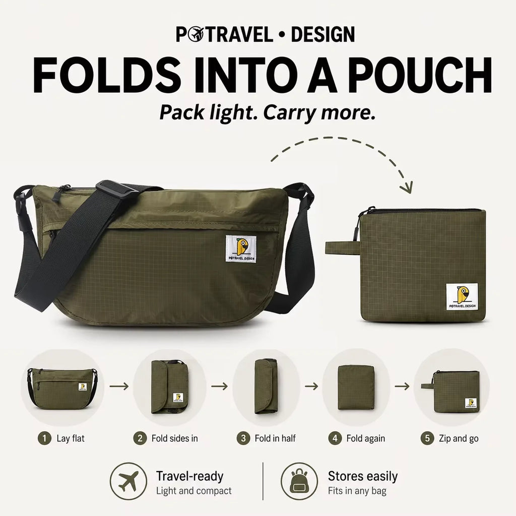 Ripstop Nylon Crossbody Sling Bag – Lightweight Foldable Shoulder & Messenger Bag