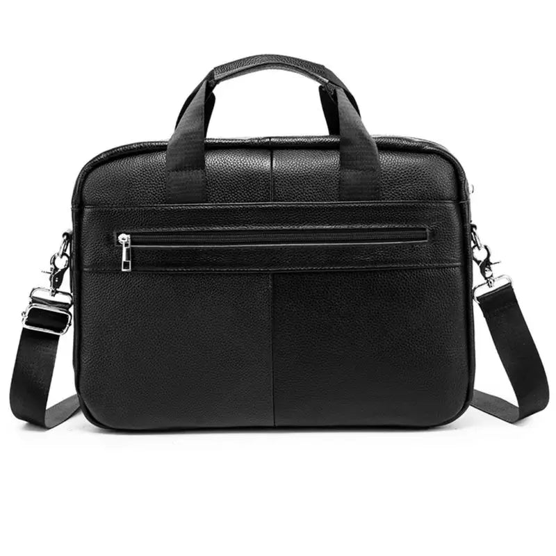 Leather men's business briefcase for meetings and office use, large capacity computer bag, shoulder bag, crossbody bag