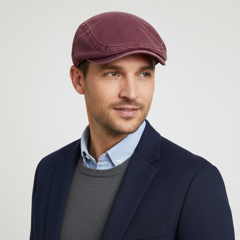 Vintage Cotton Flat Visor Beret — Unisex Adjustable Cap