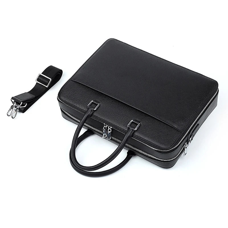 Vintage Split Leather Briefcase — Executive Laptop & Document Bag