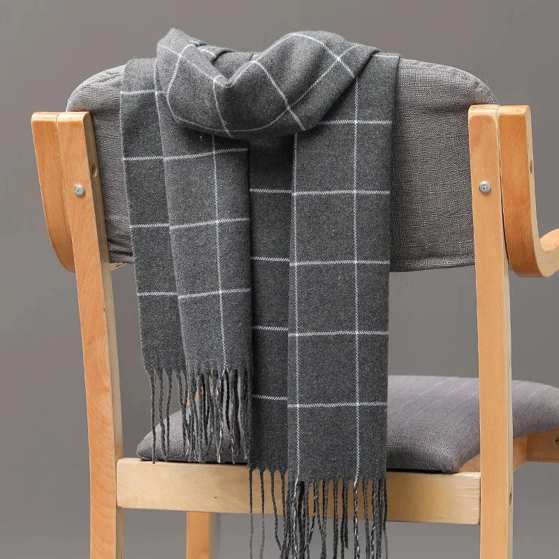 Plaid Cashmere-Feel Scarf – Warm Pashmina Shawl & Wrap | Men's