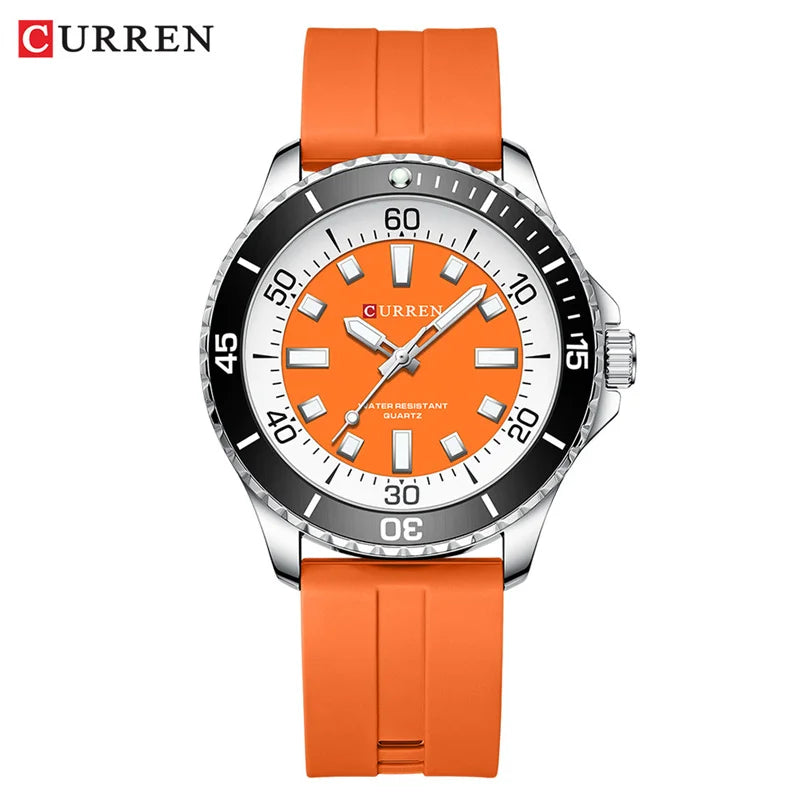 Curren 8448 Quartz Sport Watch – Silicone Strap, Luminous Hands, 5 Colour Options