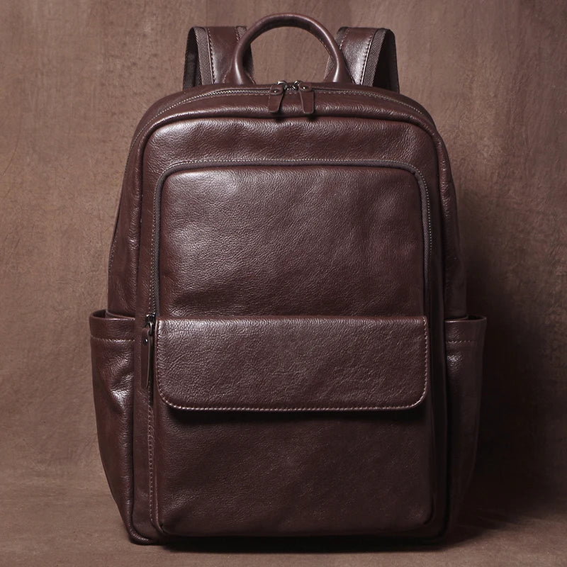 Men's Genuine Leather Laptop Backpack