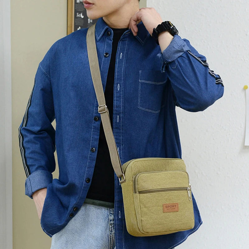 Men's Canvas Mini Crossbody Bag – Casual Shoulder & Messenger Bag