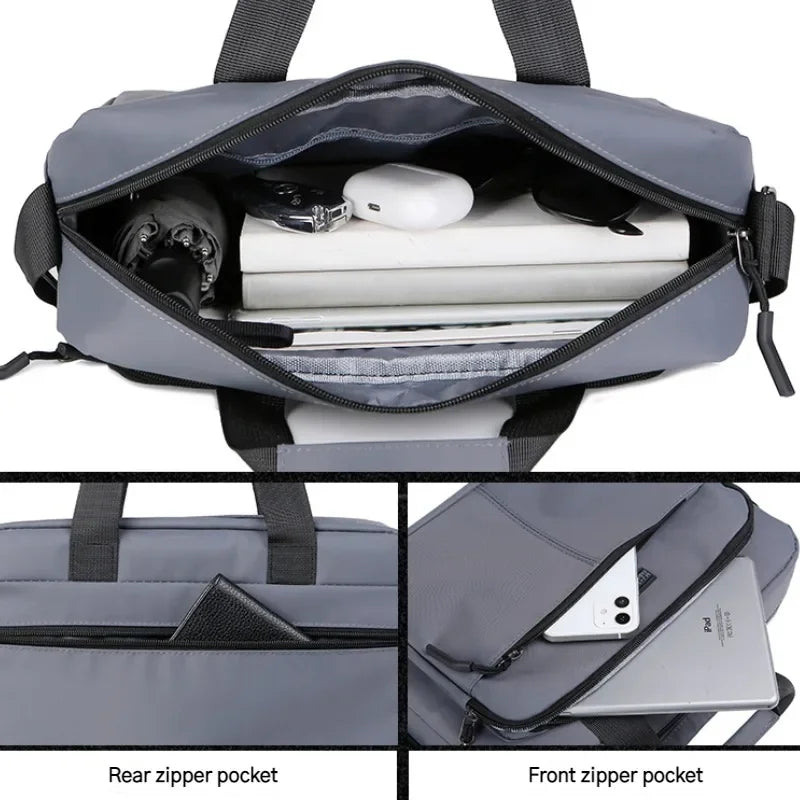 New Men's Large-capacity Horizontal Shoulder Bag Messenger Bag Briefcase Multifunctional Simple A4 Book Handbag Business Bag 가방