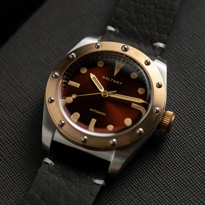 BALTANY B4030 Bronze Automatic Watch – Seiko NH38, Sapphire Crystal, 200m Water Resistant