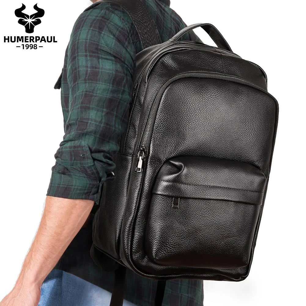 Genuine Leather Backpack for Men — Classic Laptop & Daily Carry