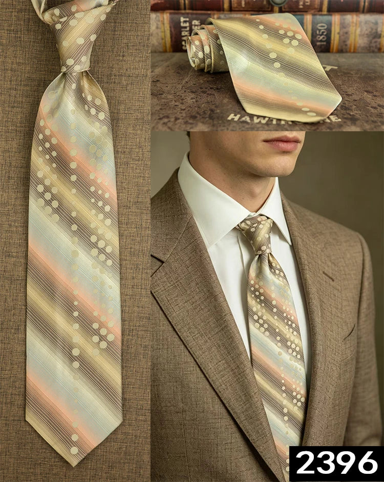 Men's 100% Silk Jacquard Necktie – Geometric, Floral, Checked & Solid
