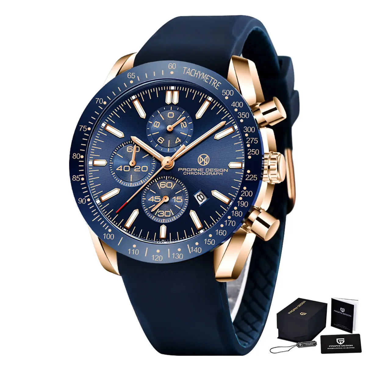 Pagani Design PG-5140 Men's Chronograph Watch | Luminous | Silicone Strap | 3ATM