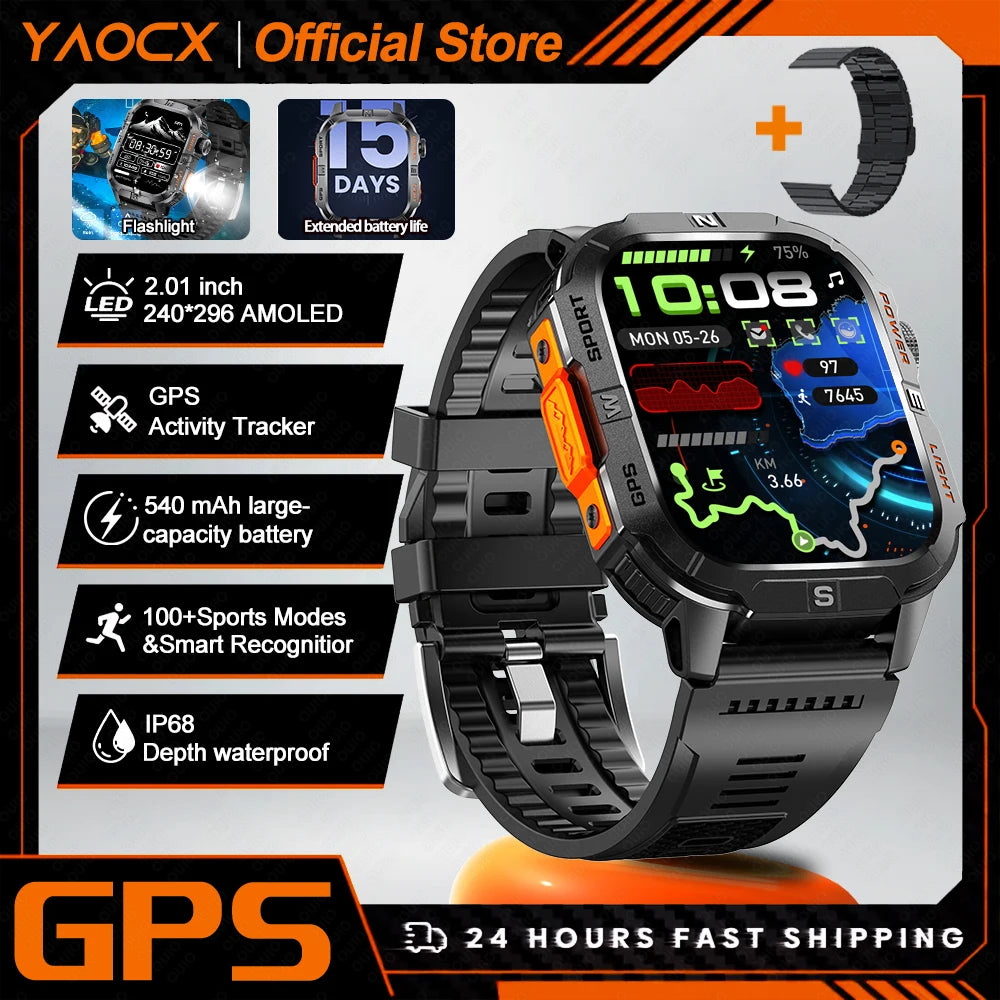 ZODVBOZ GTH3 Smartwatch | 2.01" Screen, 6-Satellite GPS, IP68 & Bluetooth Calling