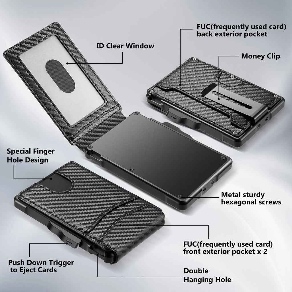 Men's Smart Pop-Up Wallet | RFID | Money Clip & ID Window | 9–13 Cards