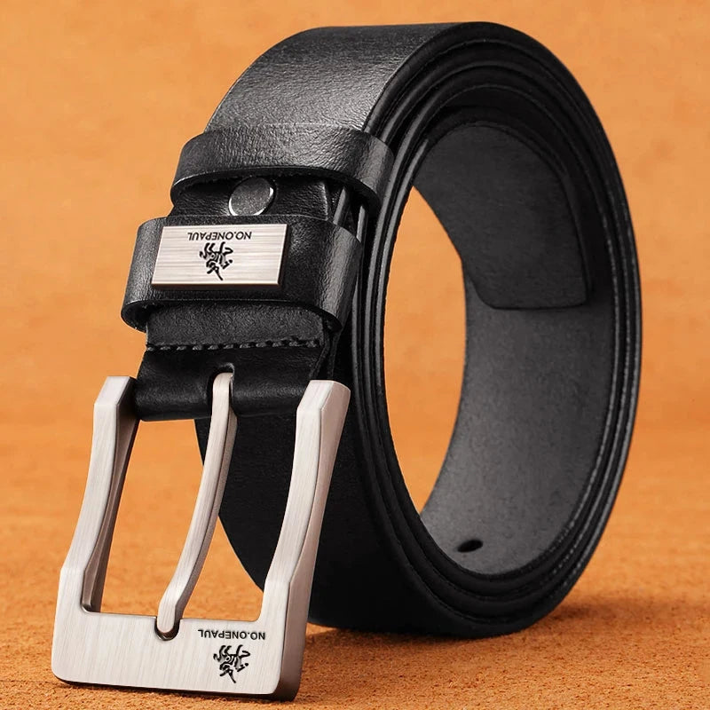 Men's Leather Belt – Vintage Pin Buckle in Black & Coffee