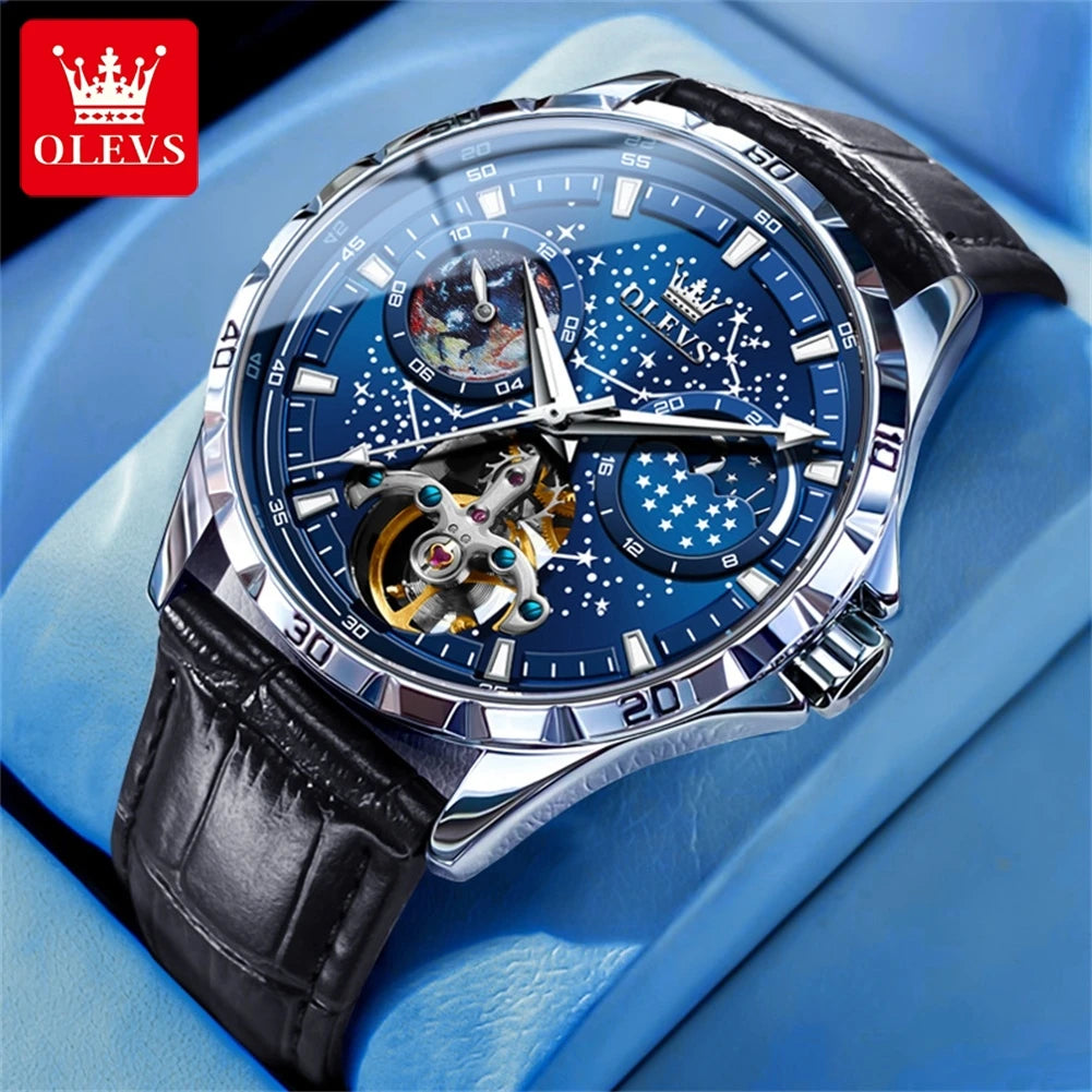 OLEVS 6689 Men's Automatic Watch | Moon Phase | Luminous | Stainless Steel